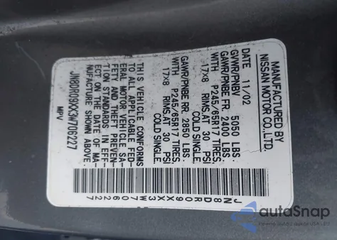 2003 Nissan Pathfinder Le z USA, uszkodzony, nr VIN JN8DR09XX3W706227